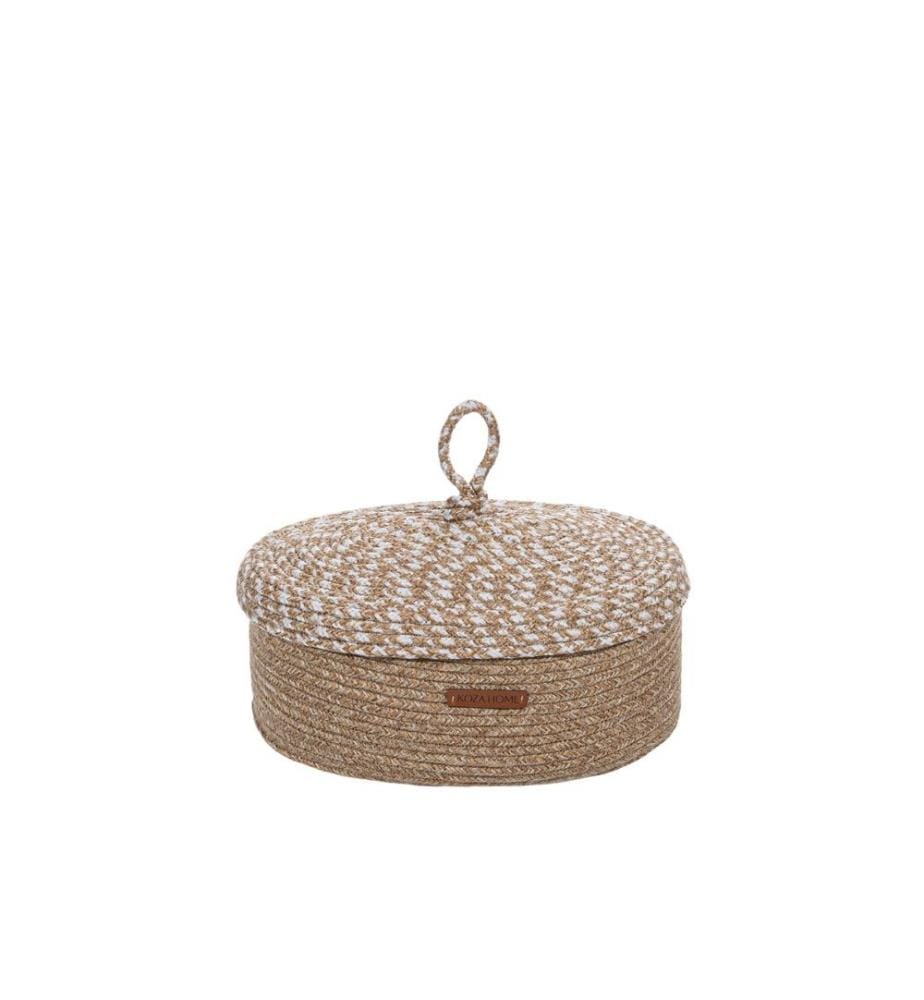 Boîte décorative, beige naturel, coton, fait main