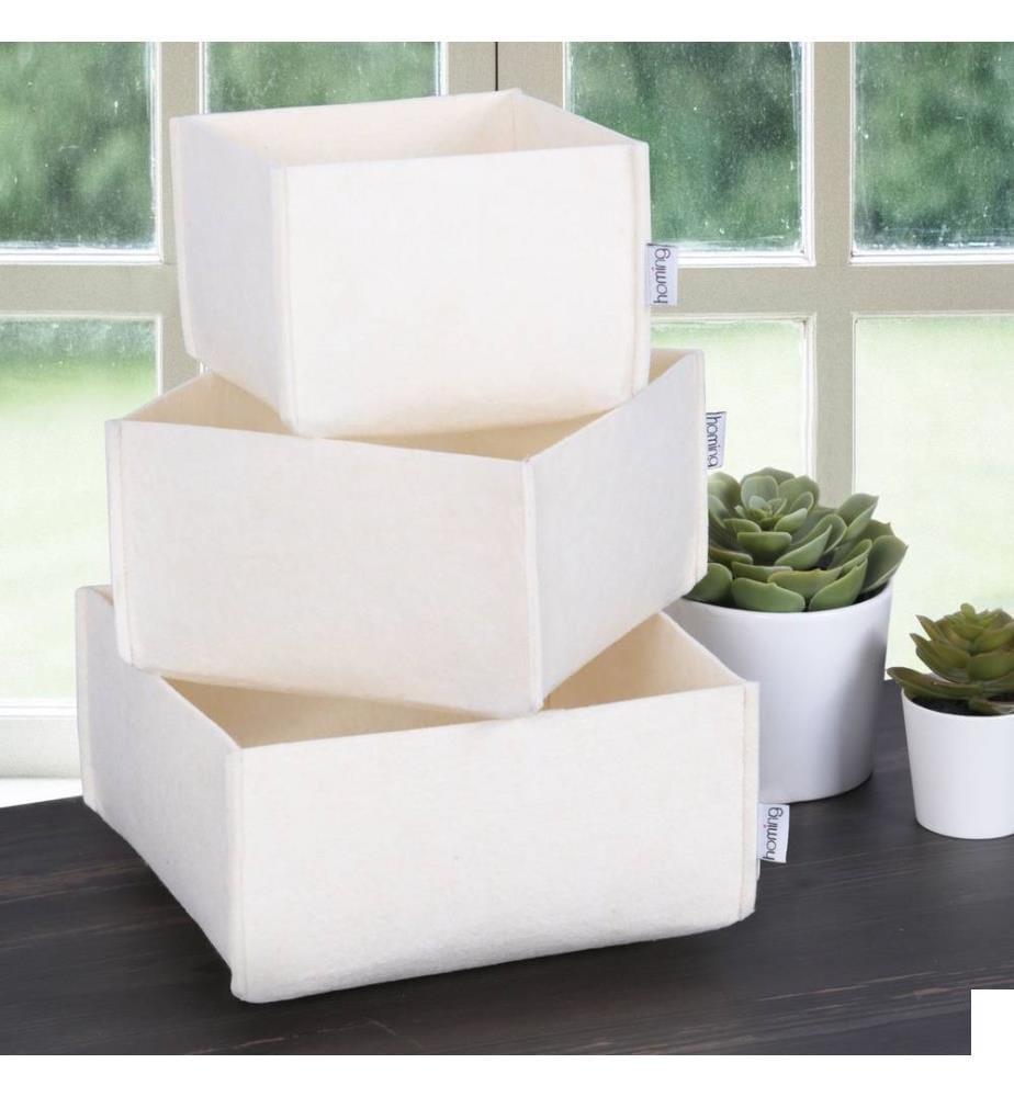 Set d'organisation de bureau, 3 pièces, crème, feutre