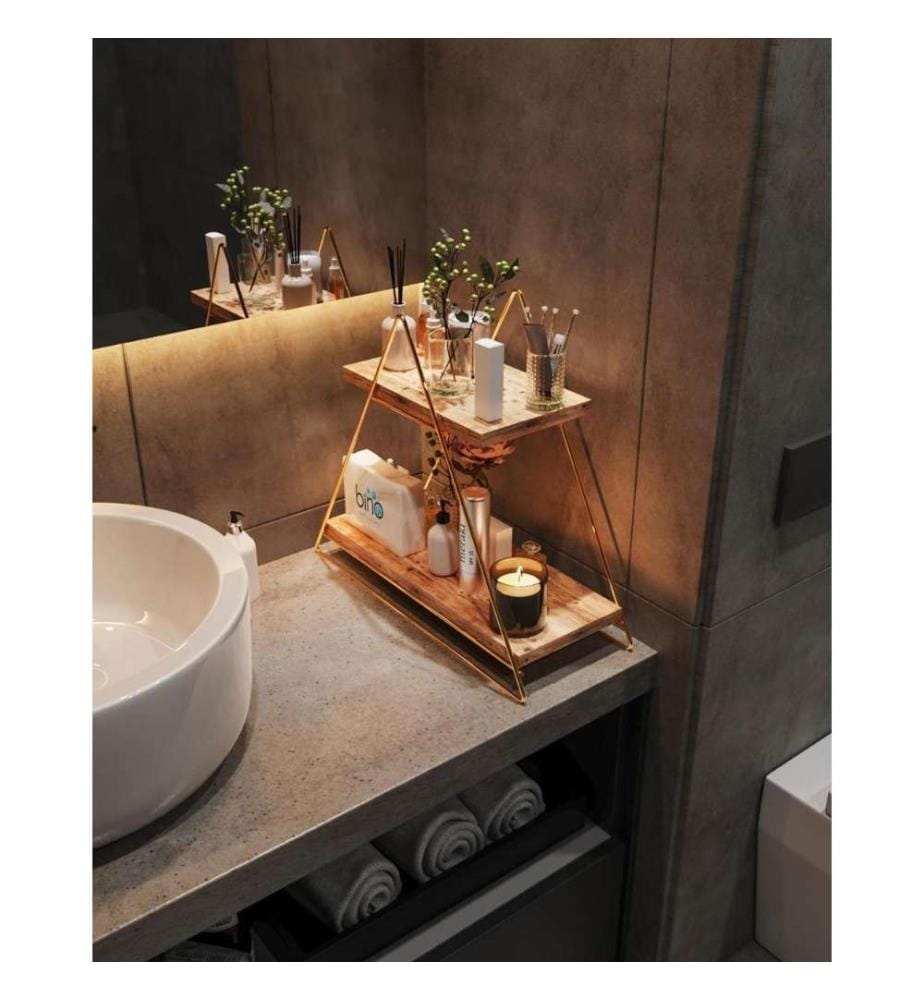 Etagère murale, Gold Brown, bois massif