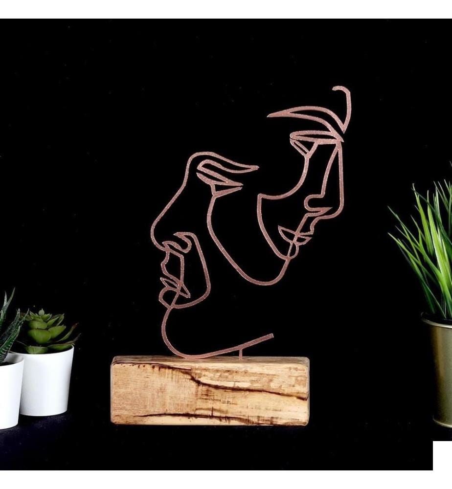 Objet décoratif, bronze, métal, base en bois