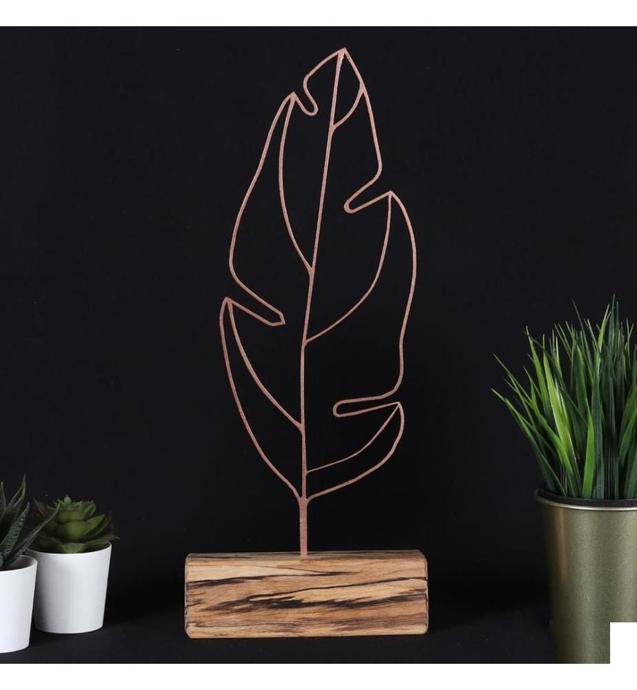 Objet décoratif, bronze, métal, base en bois