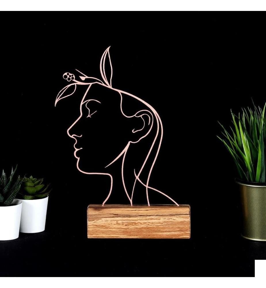 Objet décoratif, bronze, métal, base en bois