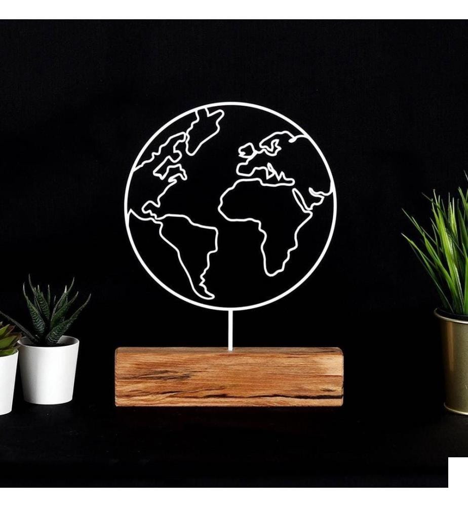 Objet décoratif, blanc, métal, base en bois