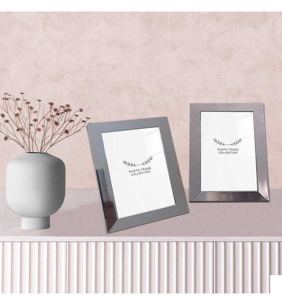 Cadre photo, 2 pièces, argent, plastique