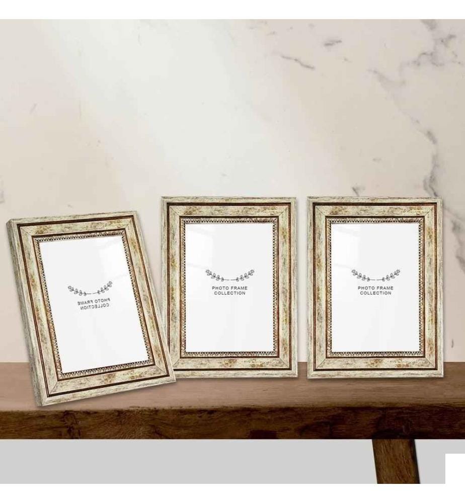 Cadre photo, 3 pièces, marron, plastique
