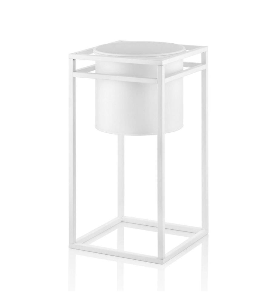 Pot décoratif, blanc, galvanisé