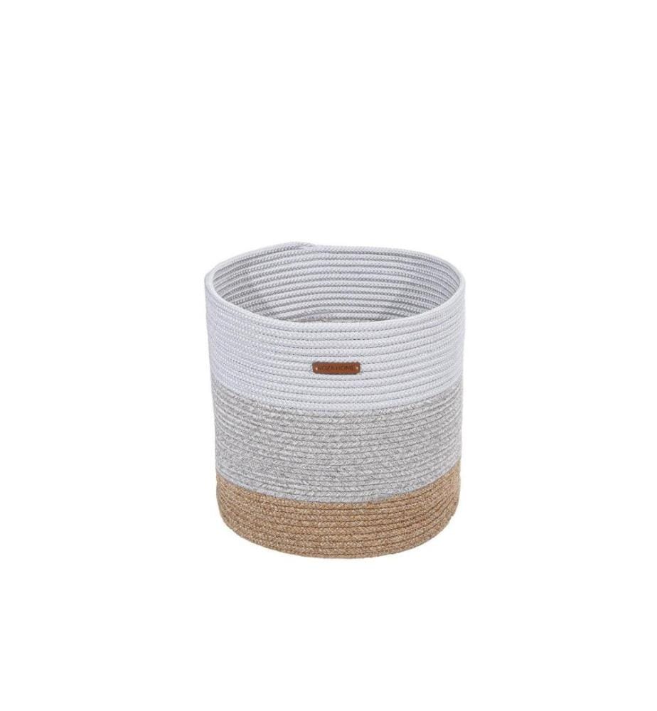 Boîte décorative, blanche, grise, en coton, faite à la main