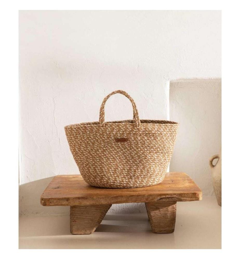 Sac décoratif, beige, coton, fait main