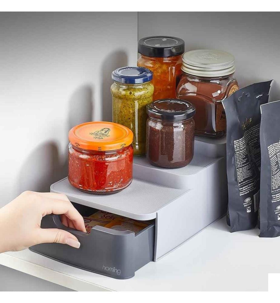 Organisateur de cuisine, gris, plastique