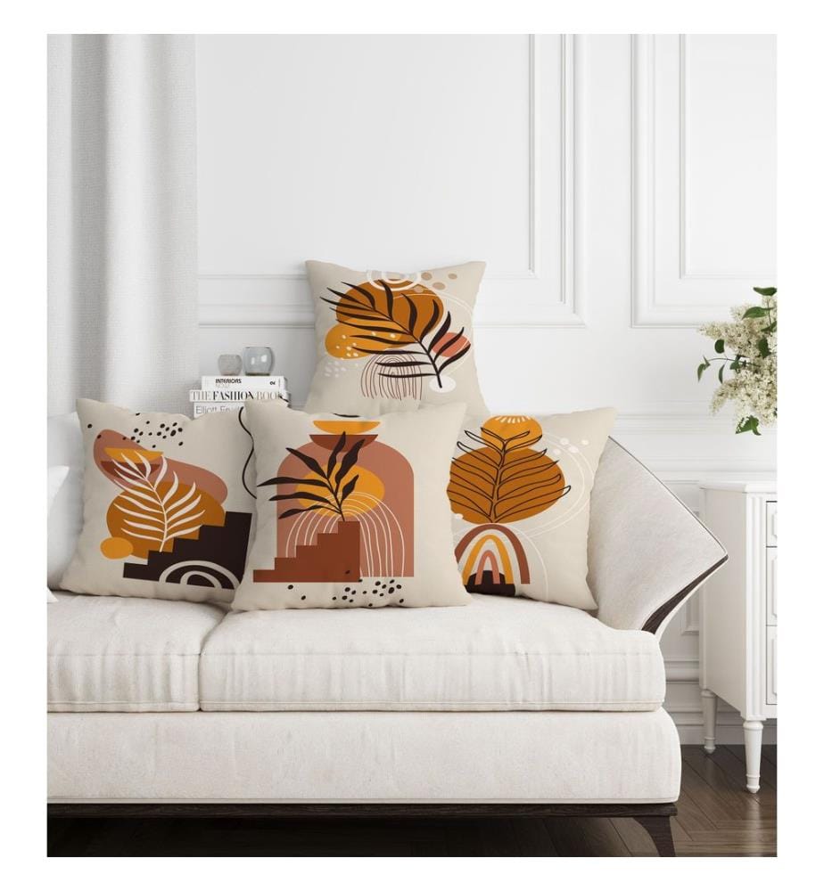 Set de housses de coussin, 4 pièces, Multicolore, 50% COTON / 50% POLYESTER