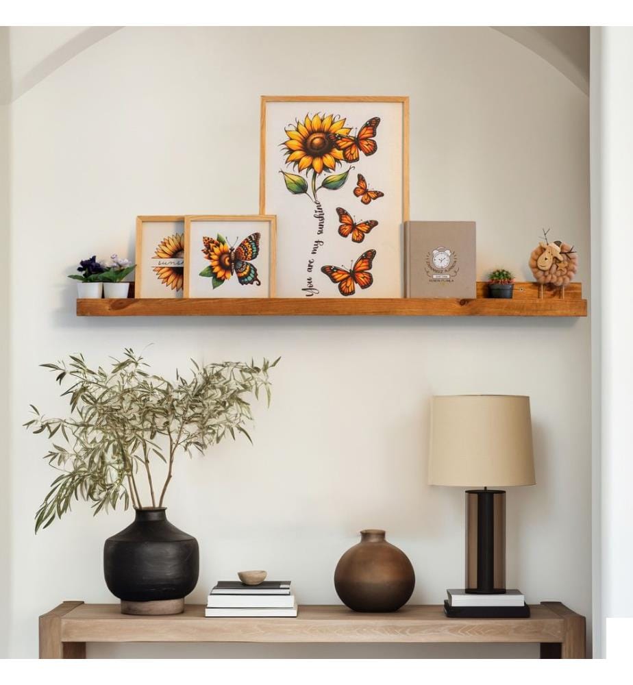 Etagère murale décorative en bois, Multicolore, 100% BOIS SOLIDE