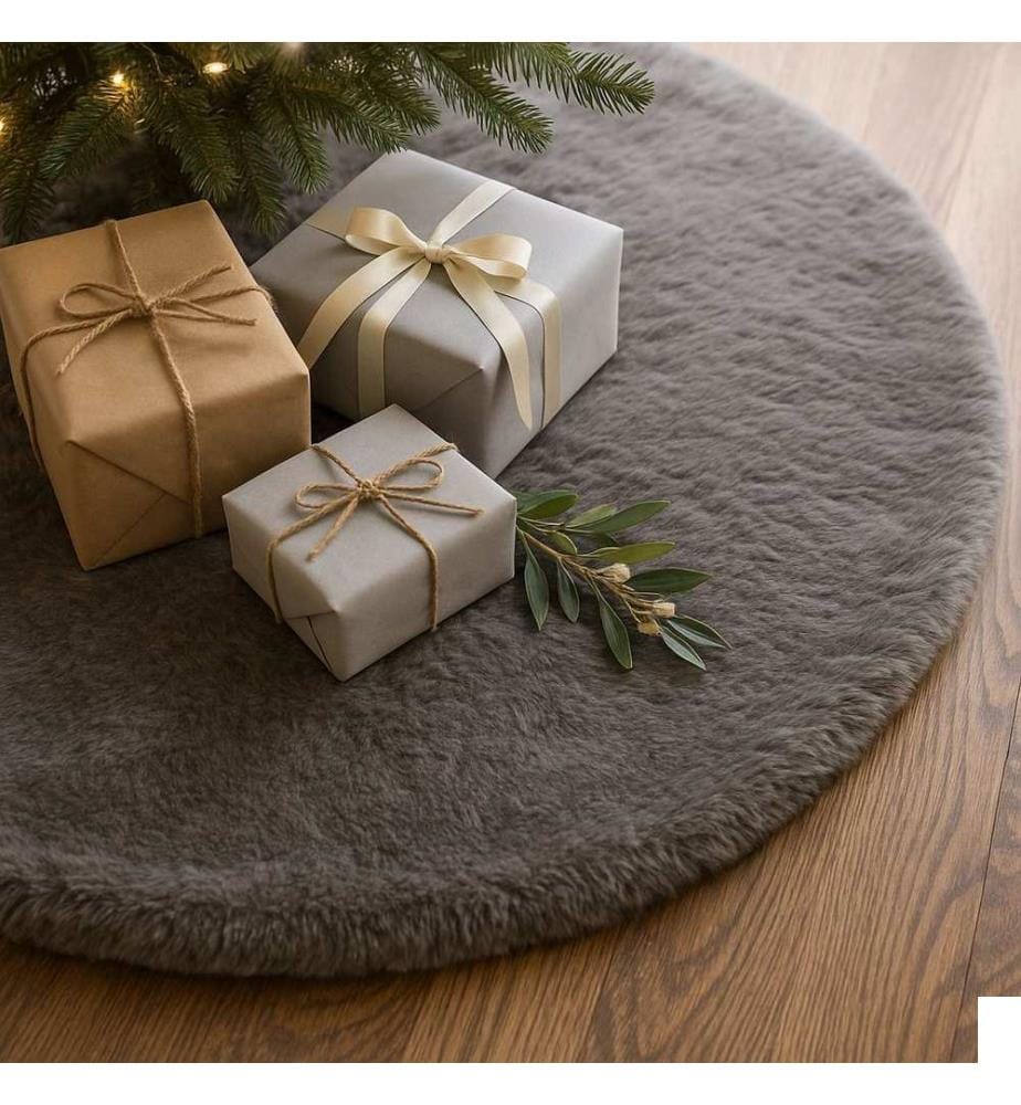 Tapis d'arbre de Noël, gris, 100% POLYESTER