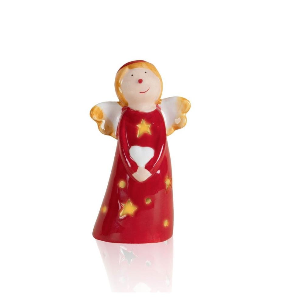 Objet décoratif, rouge, blanc, 100% CERAMIQUE