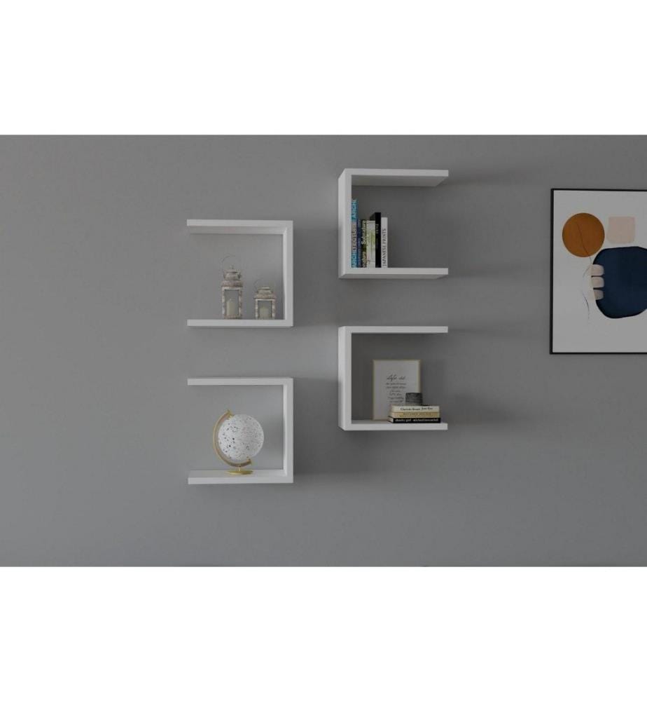 Etagère murale, blanc, panneau de particules mélaminé