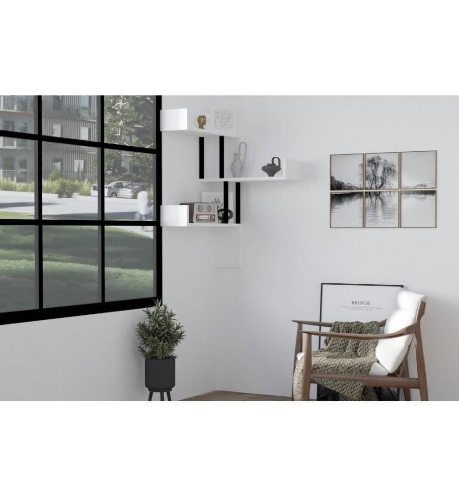 Etagère murale, blanc, panneau de particules mélaminé