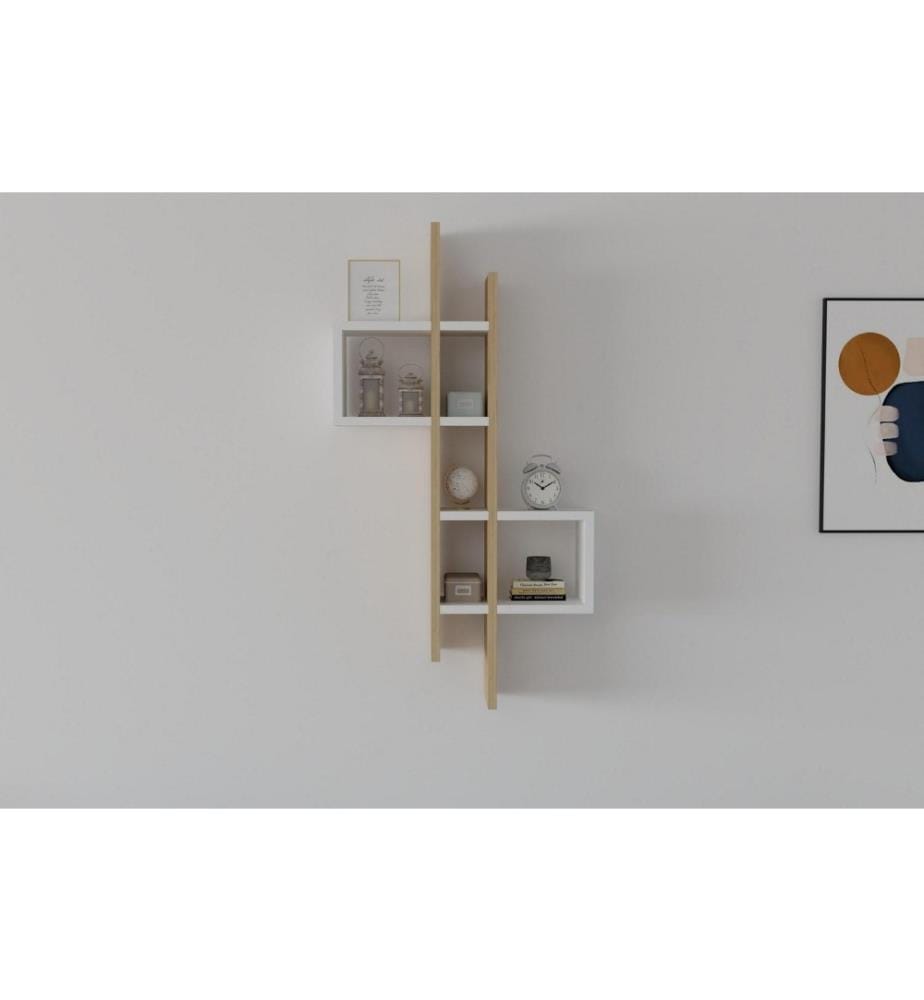 Etagère murale, Chêne Saphir Blanc, Panneau de particules mélaminé