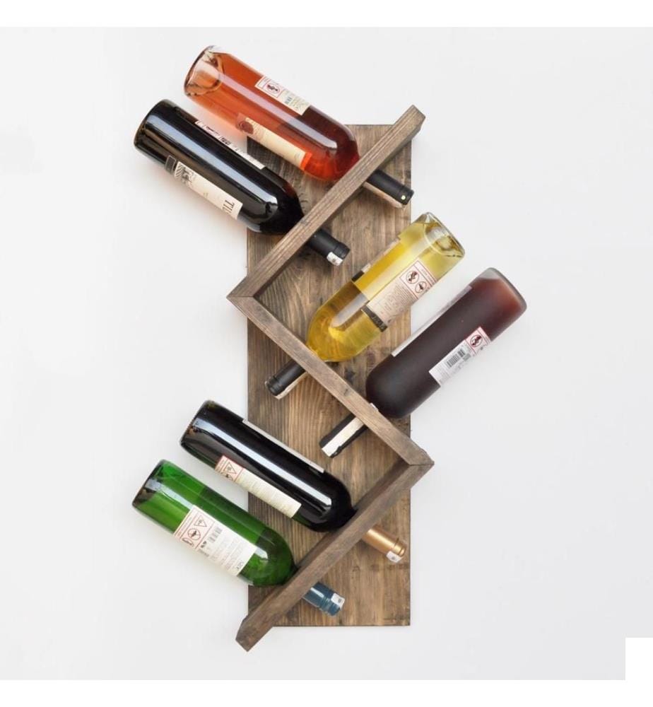 Porte-bouteilles en bois, noyer, épicéa, fait à la main