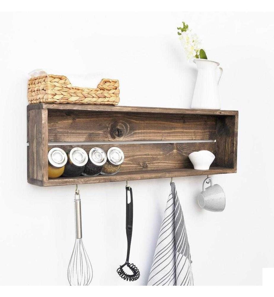 Etagère de cuisine, noyer, épicéa, fait main
