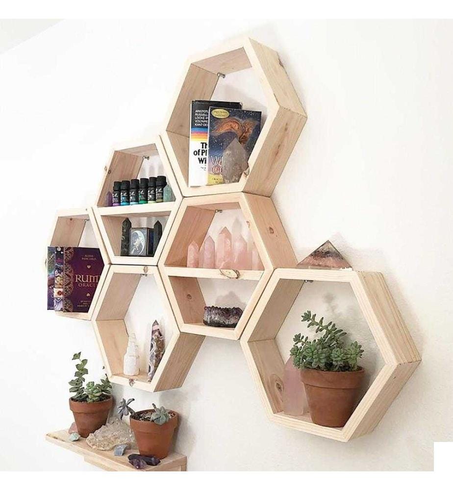 Etagère murale, noyer, épicéa, fait main