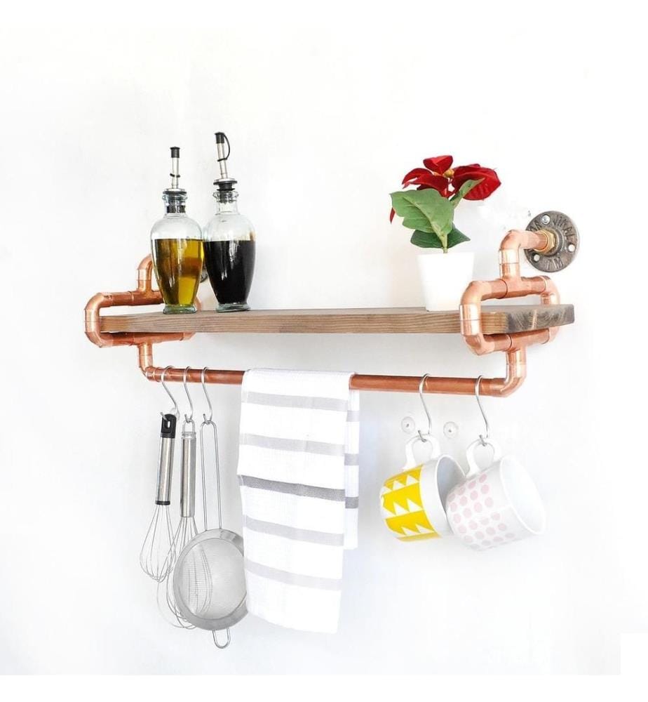 Etagère murale décorative en bois, chêne, bois d'épicéa, capacité de charge maximale de 7 kg