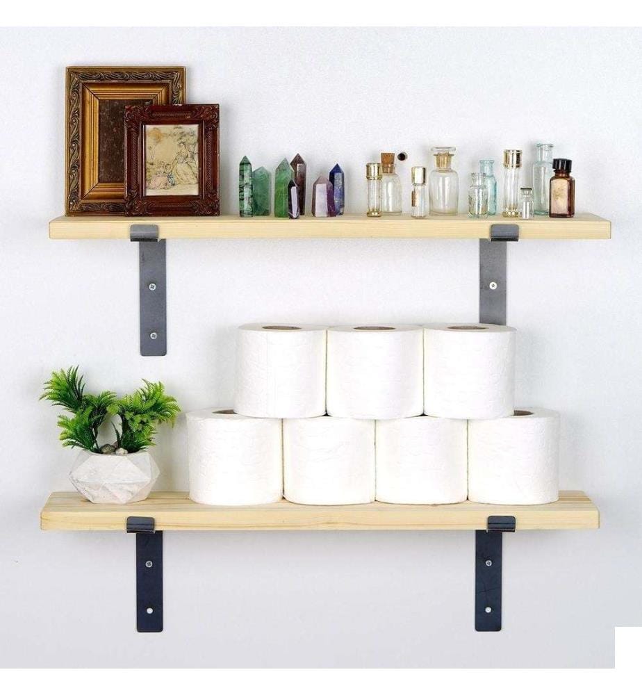 Etagère murale décorative en bois, noyer noir, bois d'épicéa, base en métal