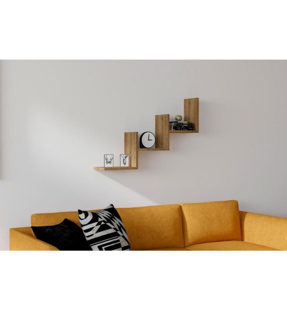 Etagère murale, noyer, panneau de particules mélaminé