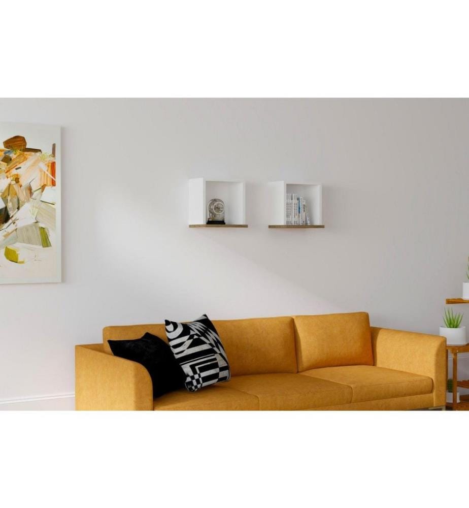 Etagère murale, noyer blanc, panneau de particules mélaminé
