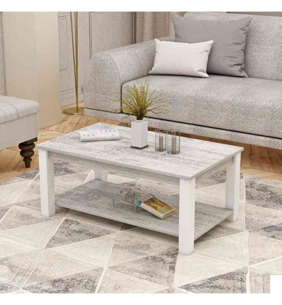 Table basse, blanc, gris, panneau de particules mélaminé
