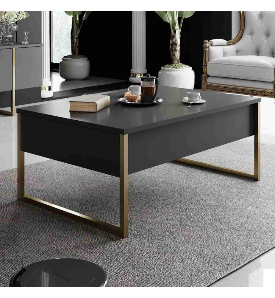 Table basse, Anthracite, Or, panneau de particules mélaminé