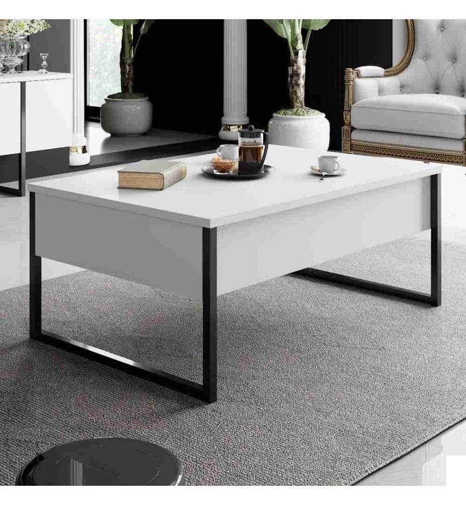 Table basse, blanc, noir, panneau de particules mélaminé
