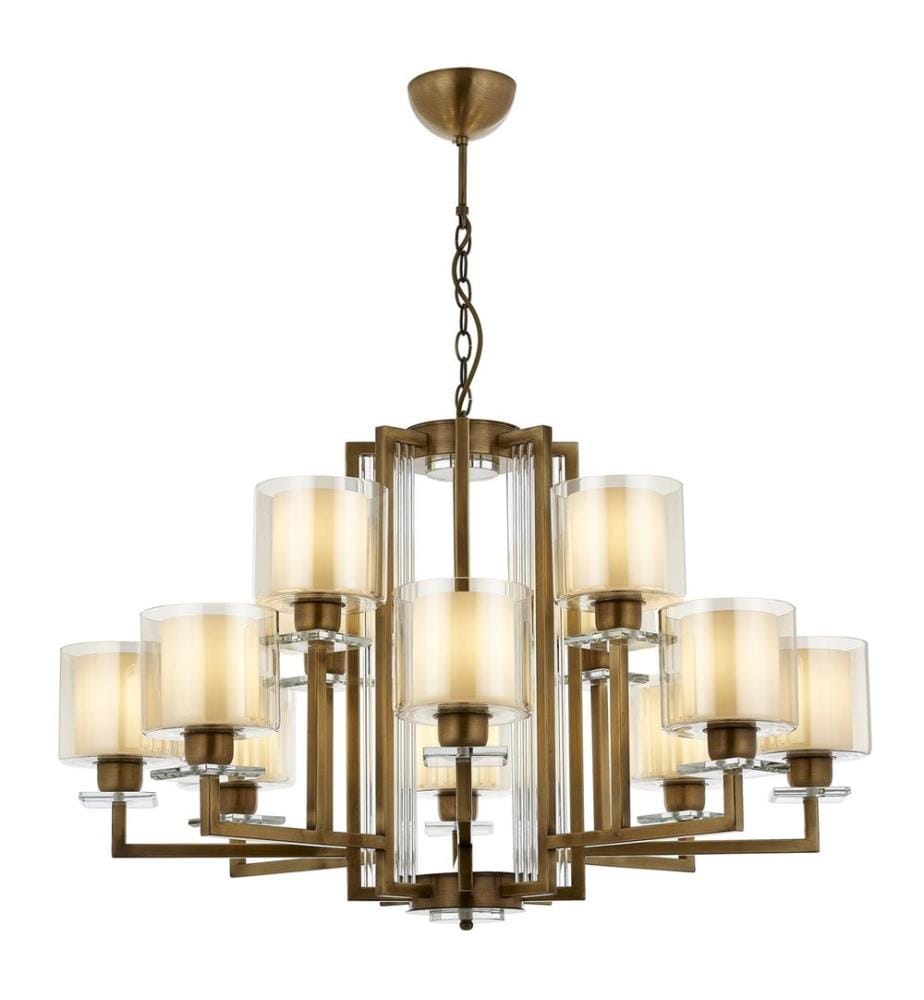 Lustre, Vintage, Corps en métal, Chapeau en verre
