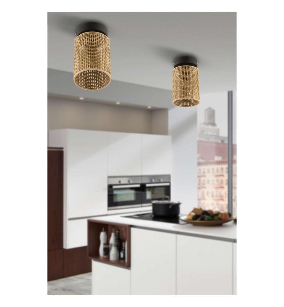 Lustre, beige, noir, corps en métal