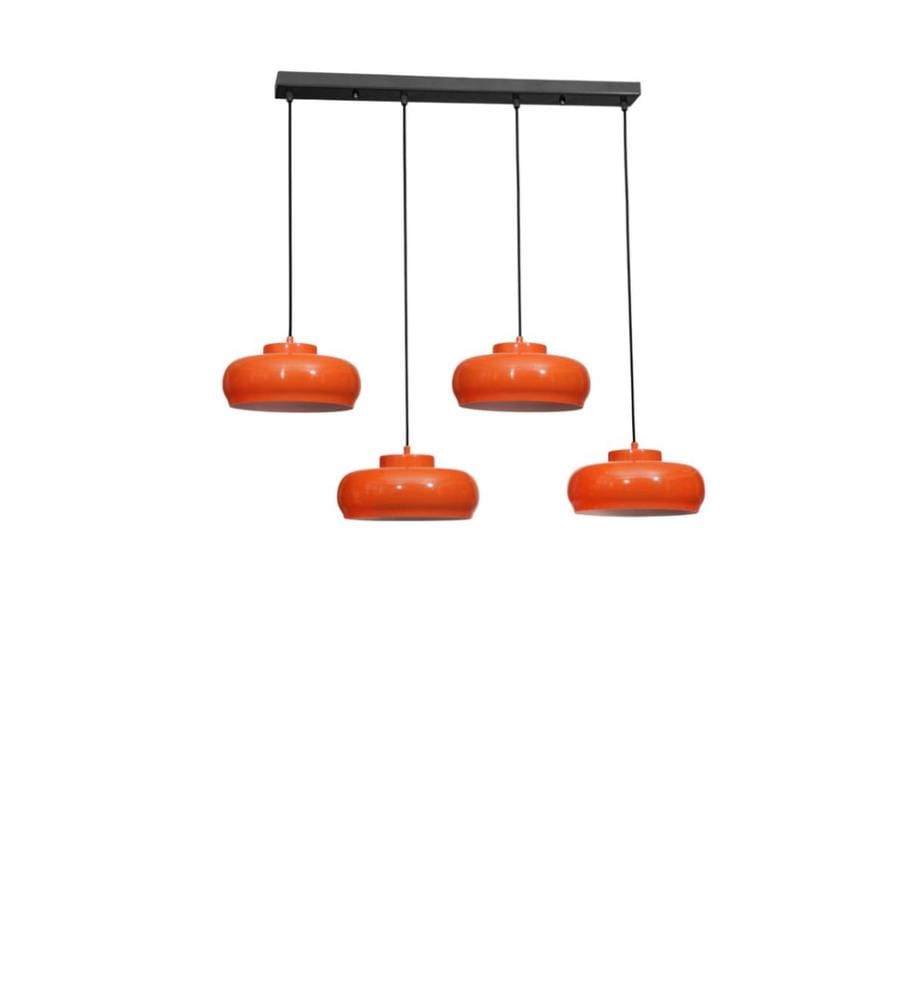 Lustre, orange, noir, corps en métal