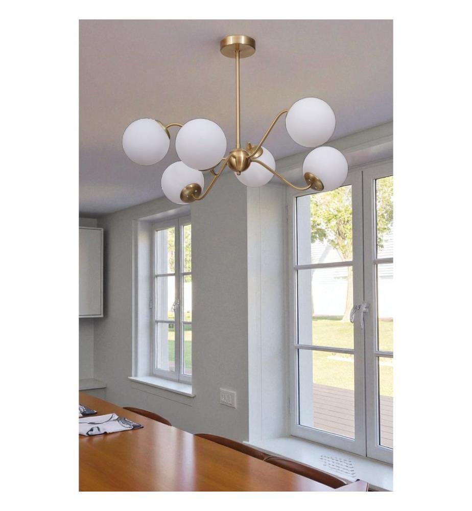 Lustre, blanc, doré, corps en métal