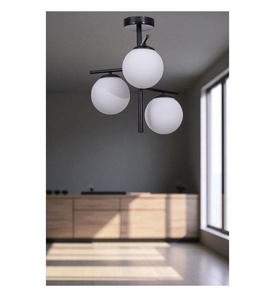 Lustre, blanc, noir, corps en métal