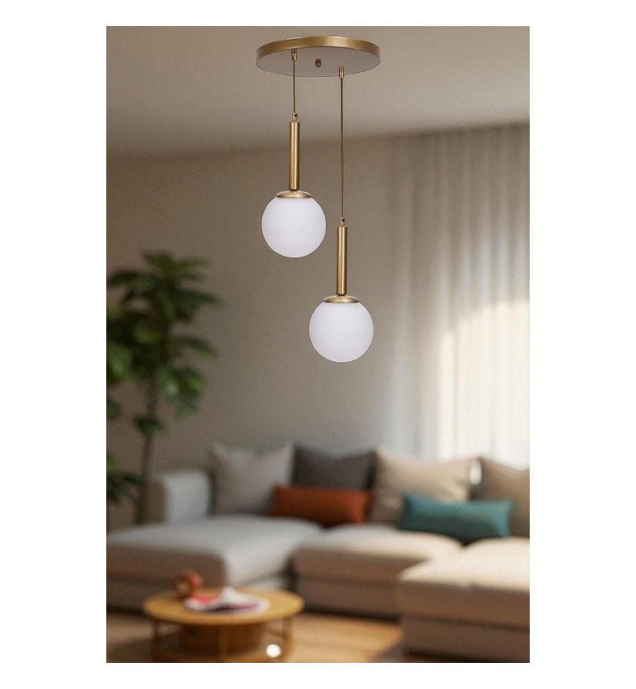 Lustre, blanc, doré, corps en métal