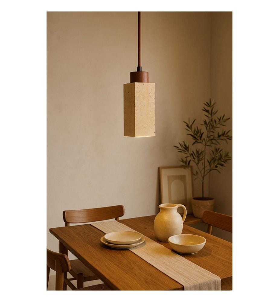 Lustre, beige, noyer, corps en bois