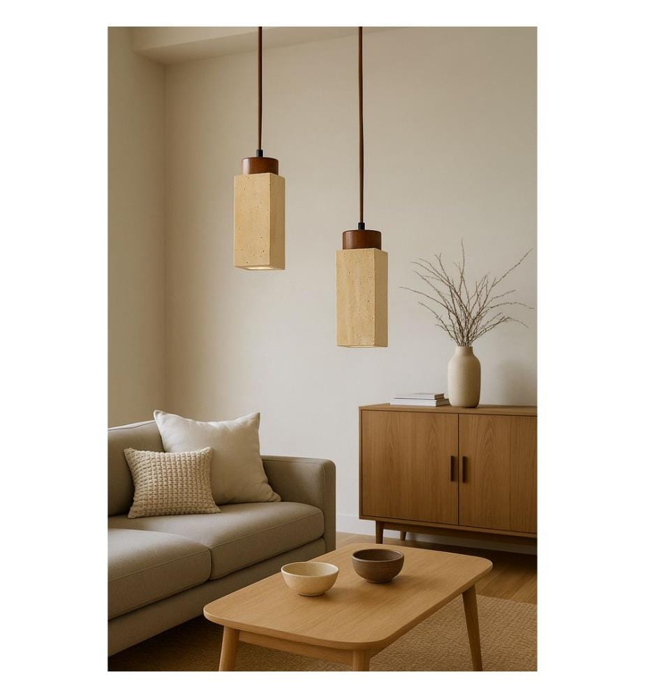 Lustre, beige, noyer, placage bois, corps métal