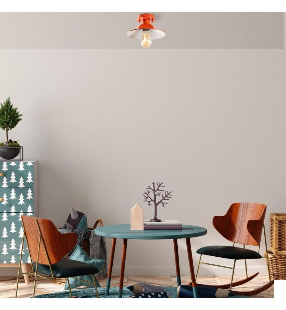 Lustre, orange, corps en métal