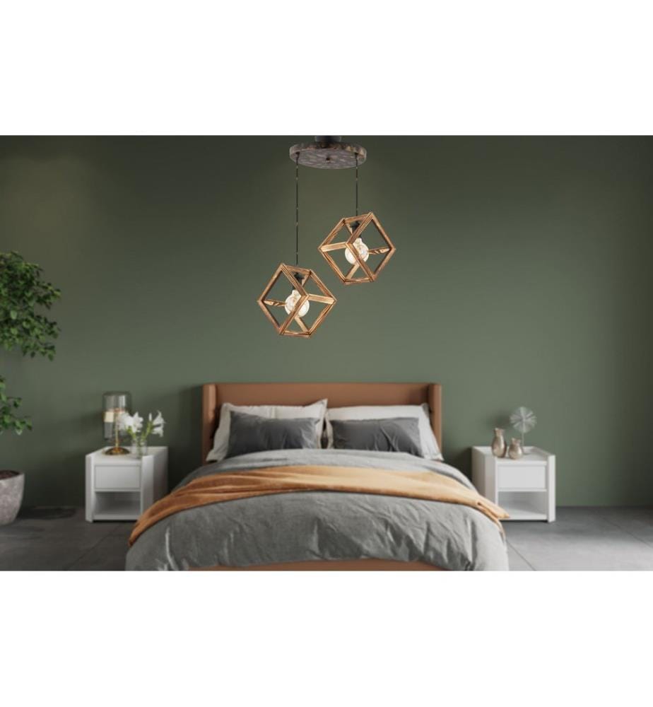 Lustre, corps en métal, naturel, vintage