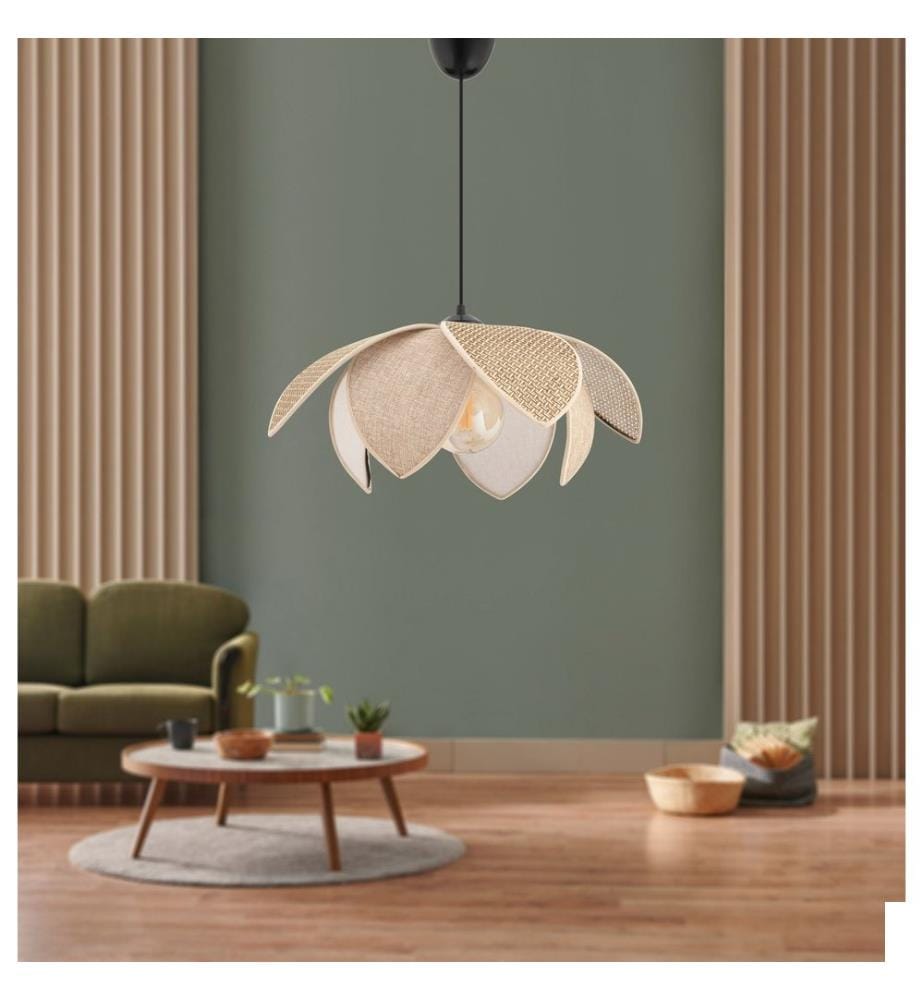 Lustre, corps en métal, beige, marron