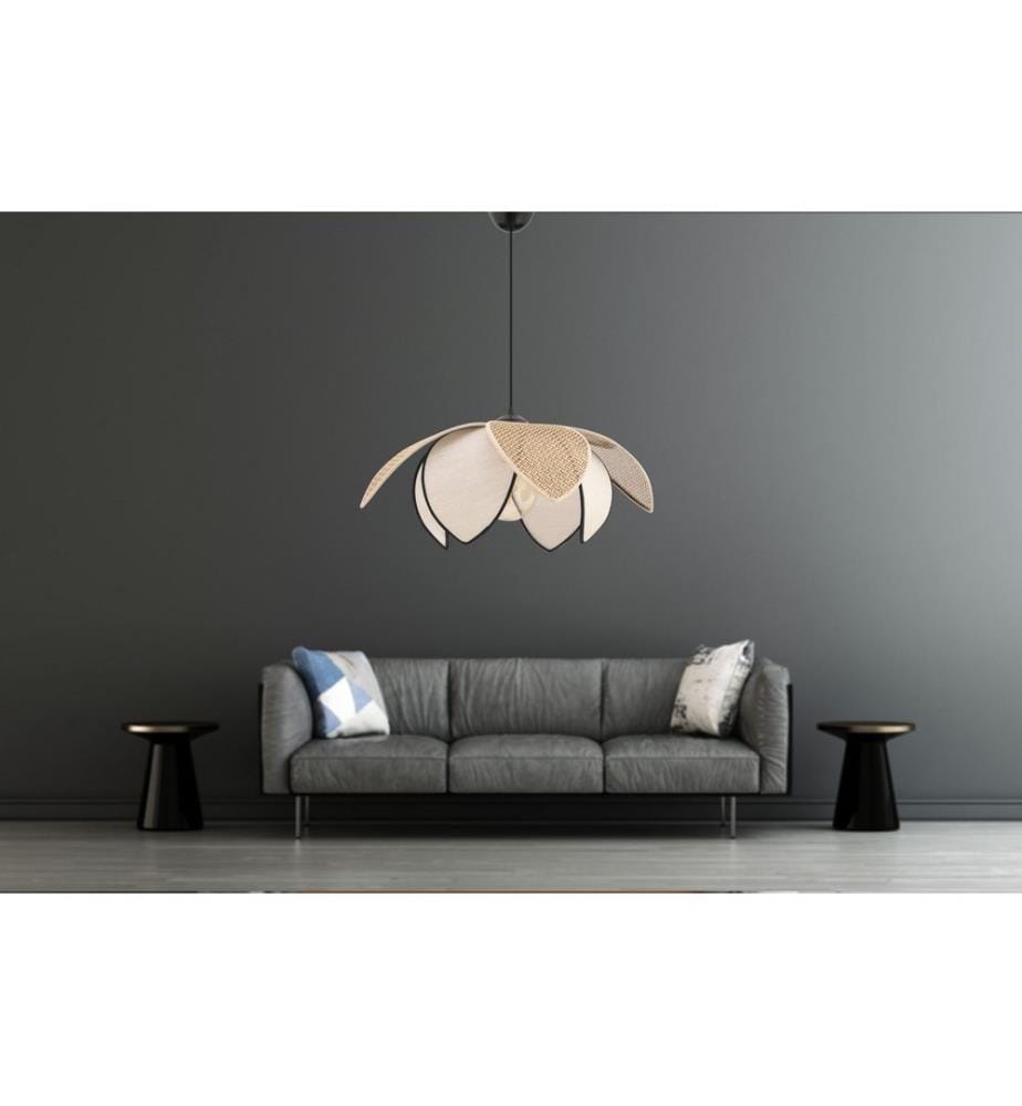 Lustre, corps en métal, beige, marron, latte