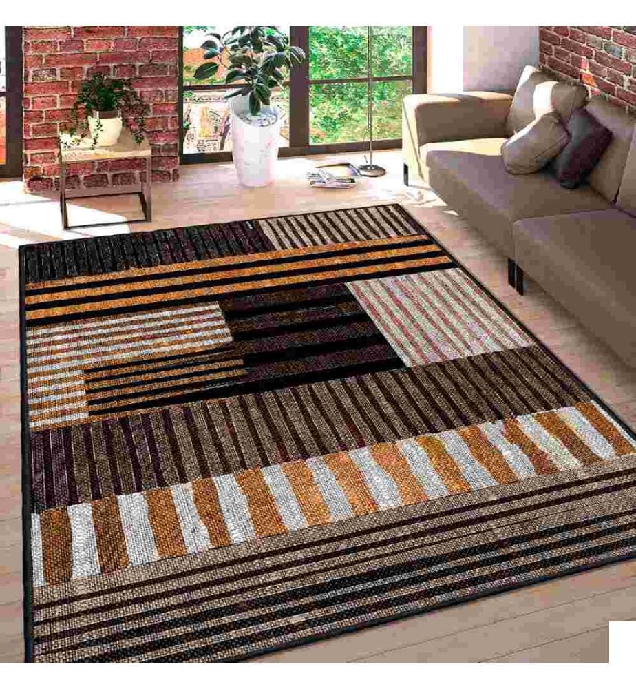 Tapis, blanc, orange, marron, noir, 100% coton, 100 x 200 cm