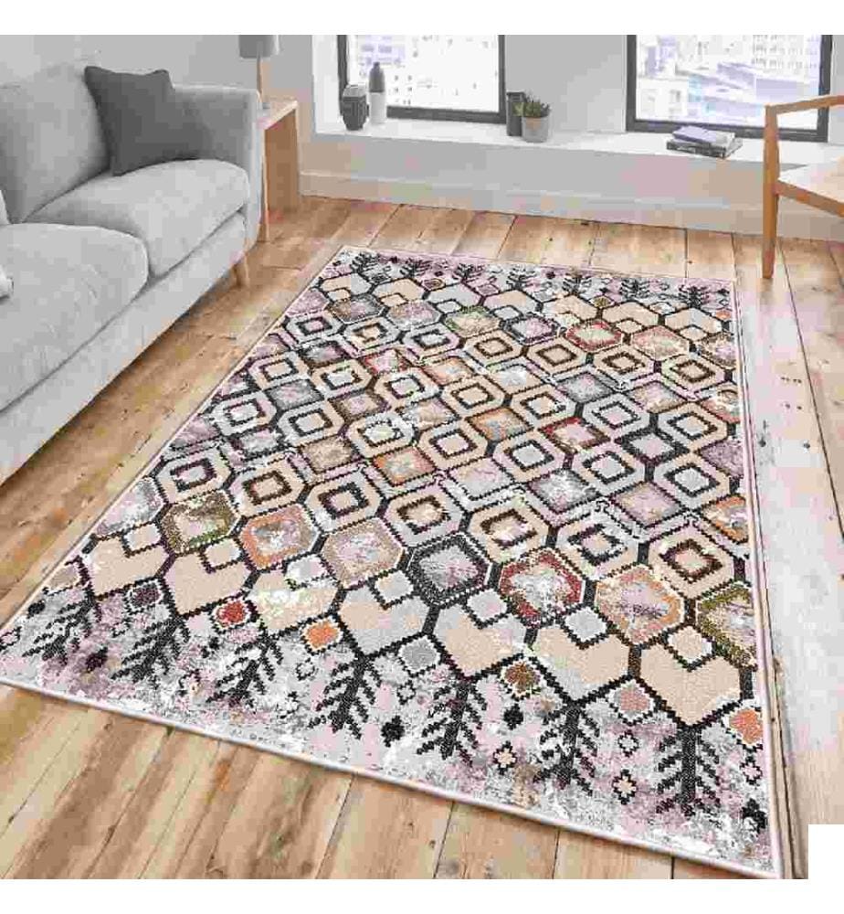 Tapis, vison, orange, vert, rouge tuile, brun, 100% coton, 100 x 150 cm