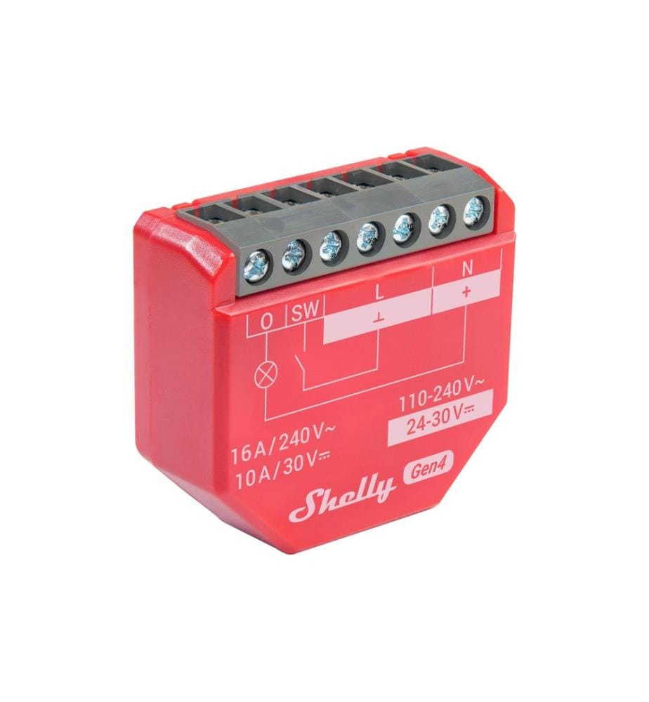 SHELLY - Actionneur de commutation Wi-Fi 1PM Gen4 rouge, 16 A