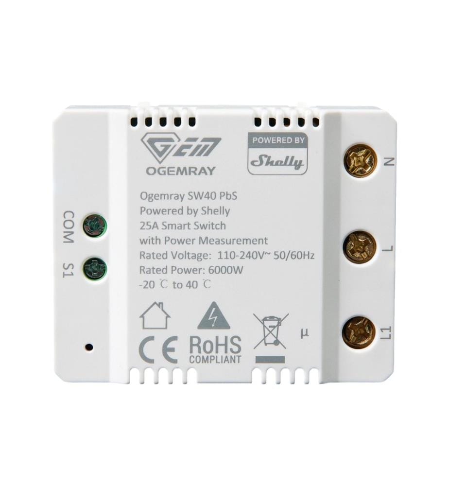 SHELLY - Ogemray Smart Relay 25 A 6000 W
