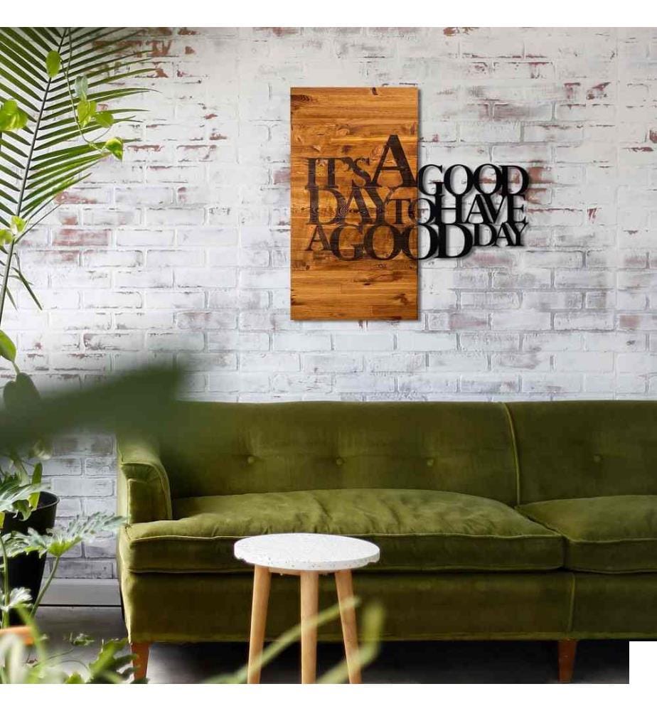 Accessoire mural décoratif en bois, noyer noir, 50% bois - 50% métal