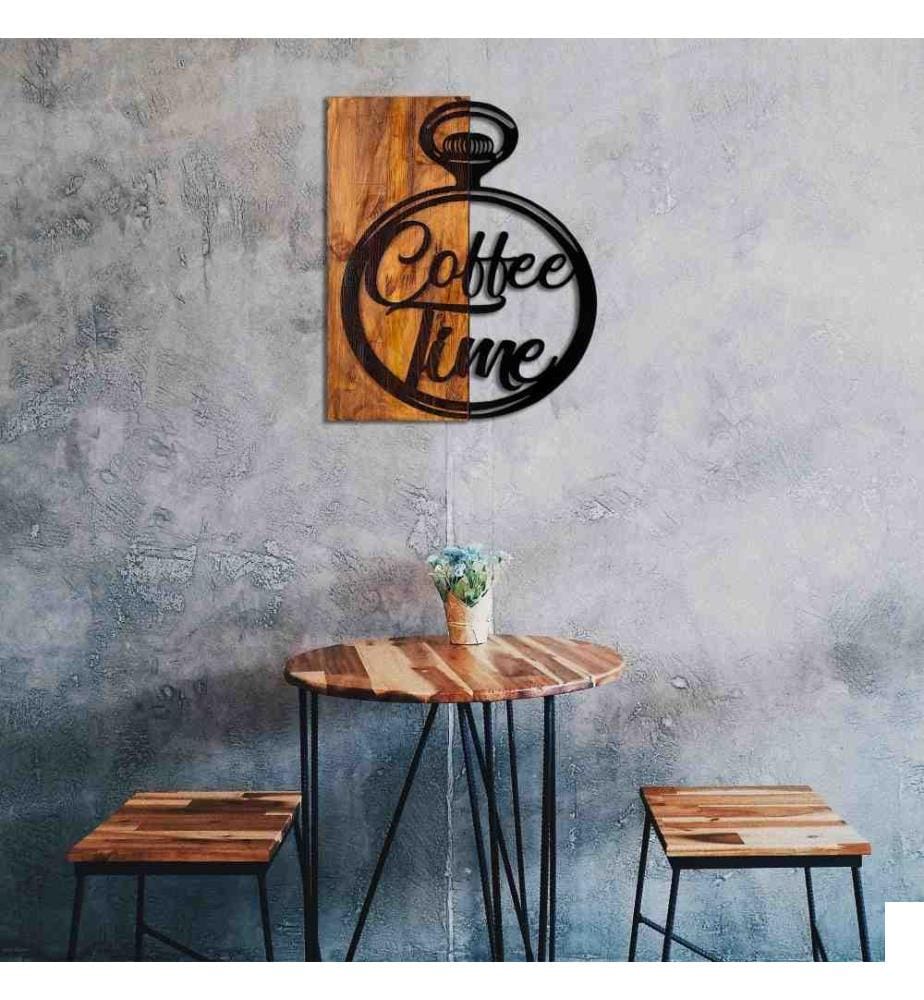 Accessoire mural décoratif en bois, noyer noir, 50% bois - 50% métal