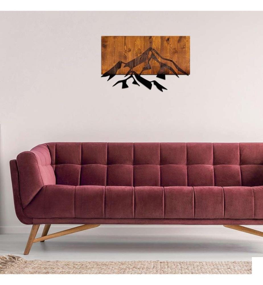 Accessoire mural décoratif en bois, noyer noir, 50% bois - 50% métal