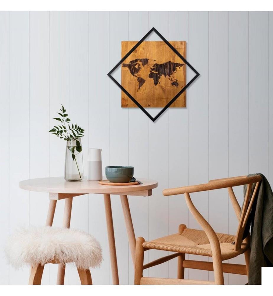 Accessoire mural décoratif en bois, noyer noir, 50% bois - 50% métal
